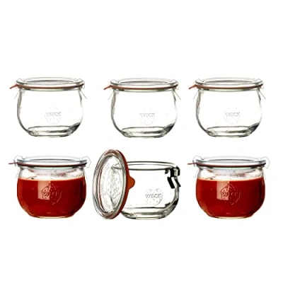 Afbeelding van Weck Luchtdichte Clip Close verzegeld Tulip 580 ml pot met deksel 100 mm, 6 stuks, glas, doorzichtig,