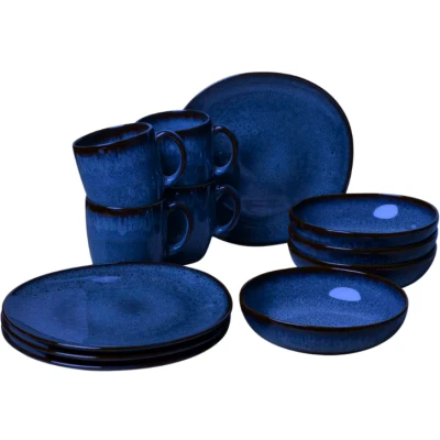 Afbeelding van Villeroy &amp; Boch Serviesset Lave Blauw 12 delig/ 4 personen