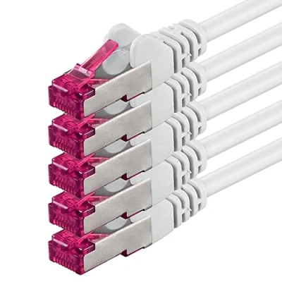 Afbeelding van 1 m wit 5 stuks ethernetkabel Gigabit LAN netwerkkabel RJ45 CAT6a (10 Gb/s) S FTP CAT 6a kabel GHMT gecertificeerd PIMF 500 MHz