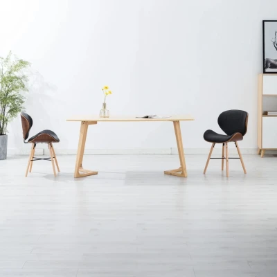 Afbeelding van Eetkamerstoelen 2 st stof en gebogen hout donkergrijs