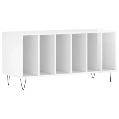 Afbeelding van vidaXL Platenkast 100x38x48 cm bewerkt hout hoogglans wit