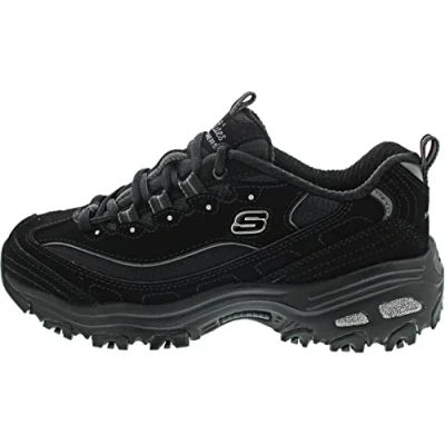 Image de Skechers D&#039;Lites Jungle Adventure Baskets tendance pour femme, Bordure en maille trubuck noire, 41 EU