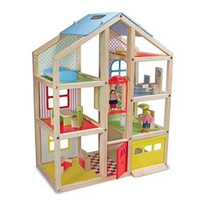 Afbeelding van Melissa &amp; Doug Houten Poppenhuis compleet met