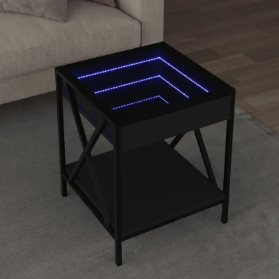 Afbeelding van Salontafel met Infinity LED 40x40x49 cm zwart