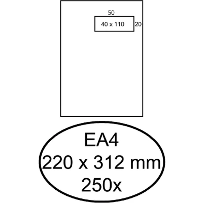 Afbeelding van Envelop Hermes akte EA4 220x312mm venster 4x11 rechts zelfkl 250st