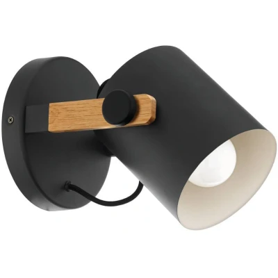 Afbeelding van EGLO Hornwood Wandlamp 1 lichts Ø17cm. E27 Hout/zwart