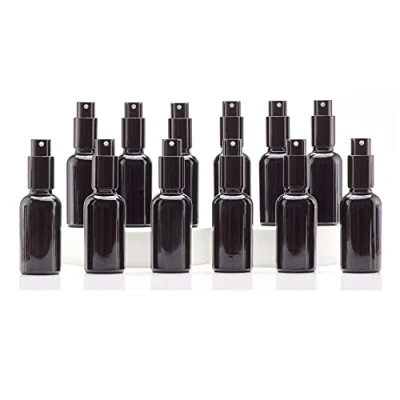 Afbeelding van Yizhao 30 ml spuitflessen van zwart glas, met nevel, voor reiniging, aromatherapie, etherische oliën, massage, make up, cosmetica, apotheker, 18 stuks