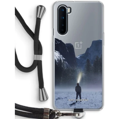 Afbeelding van Case Company® hoesje met Koord geschikt voor OnePlus Nord Wanderlust Telefoonhoesje Zwart Bescherming aan alle Kanten en Over de Schermrand