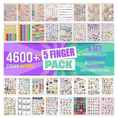 Afbeelding van colortouch Plannerstickers, 4600 stuks, 64 vellen stickers, fotoalbum voor kalender, organizer, dagboek, maandplanner, notitieboek, bullet