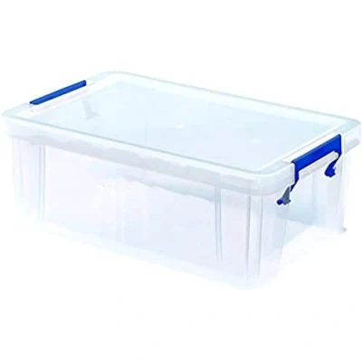 Image de Fellowes Bankers Box Boîte De Rangement ProStore 10 L, 14 x 34 21.5 cm, Avec Couvercle Et Poignées, Empilable, Plastique Transparent Sans BPA