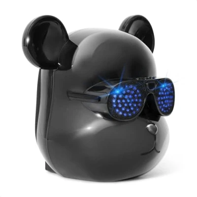 Afbeelding van Ibiza Bear sound, kleine accu bluetooth luidspreker met lichtgevende ogen