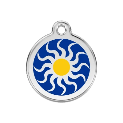 Afbeelding van Tribal Sun Navy roestvrijstalen hondenpenning medium/gemiddeld dia. 3 cm RedDingo