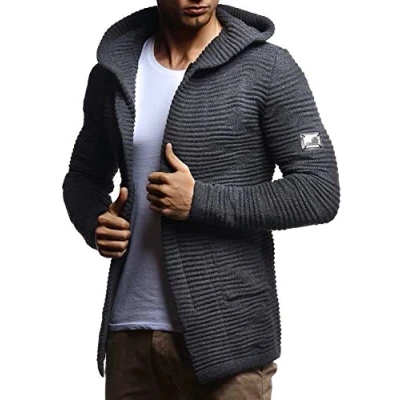 Afbeelding van Leif Nelson LN5715 Herenjas met capuchon, slim fit, Antraciet