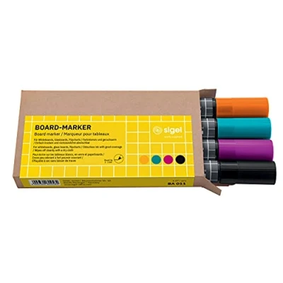 Image de Marqueurs pour tableaux noir/turquoise/magenta/orange 4pce Sigel