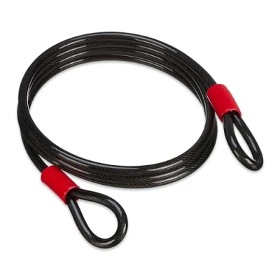 Afbeelding van Relaxdays Luskabel 3 m, ommantelde staalkabel met oogjes, Ø 12 mm, beveiliging voor fiets, motorfiets, tuinmeubelen, zwart