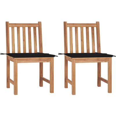 Afbeelding van vidaXL Tuinstoelen 2 st met kussens massief teakhout