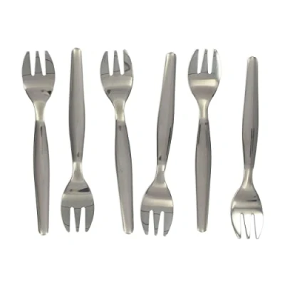 Afbeelding van Fackelmann 32133 set van 6 oestervorken, dessertvork, roestvrij staal, zilverkleurig, 12,5 cm