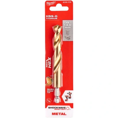Afbeelding van Milwaukee Metaalboor Hss g Tin Red Hex Shockwave 13.0 Mm