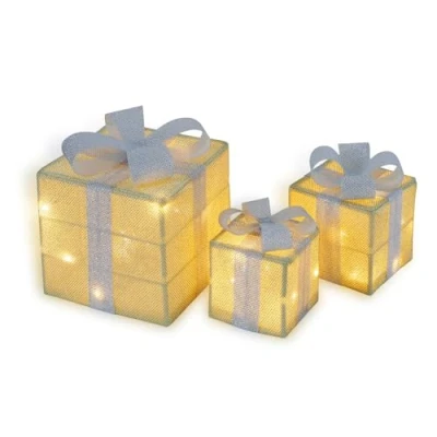 Afbeelding van CCLIFE Set van 3 led geschenkdozen, lichtslinger op batterijen, kerstdecoratie