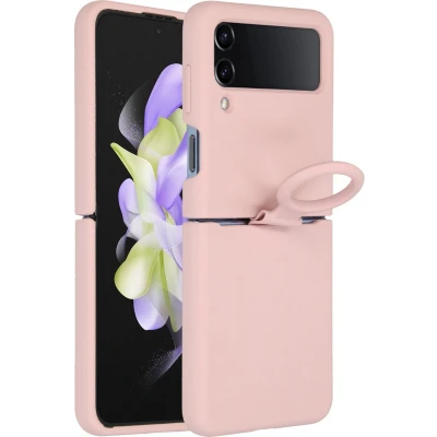 Afbeelding van Accezz Hoesje Geschikt voor Samsung Galaxy Z Flip 4 Siliconen Liquid Silicone Backcover Roze