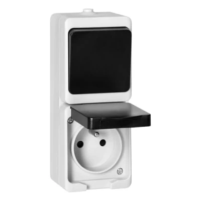 Afbeelding van MIRATIC Elektrisch wandstopcontact, enkel of dubbel stopcontact, waterdicht, met/zonder schakelaar, opbouwstopcontact, voor buiten, waterdicht (stopcontact met schakelaar)