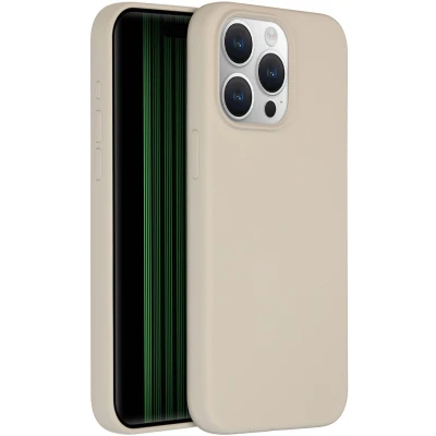 Afbeelding van Accezz Hoesje Geschikt voor iPhone 15 Pro Max Siliconen Liquid Silicone Backcover beige