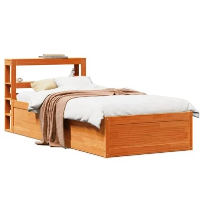 Image de vidaXL Cadre de lit et tête cire marron 100x200 cm bois pin