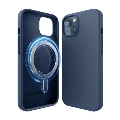 Afbeelding van elago Magnetische siliconen hoes, compatibel met iPhone 13 (6,1 inch), MagSafe, geïntegreerde magneten, premium vloeibare siliconen, beschermhoes (blauw)