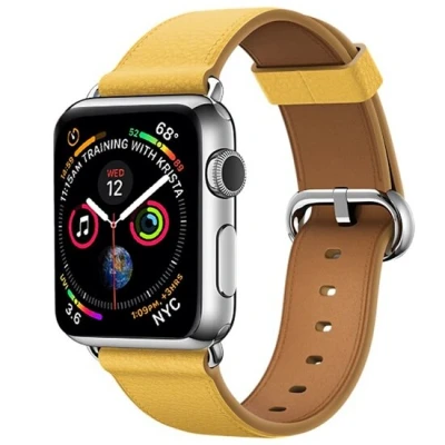 Afbeelding van Apple Watch Classic lederen bandje Geel Geschikt voor 38mm / 40mm 41mm