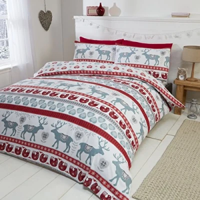 Afbeelding van Dekbedovertrek Scandi flanel rood 2 persoons