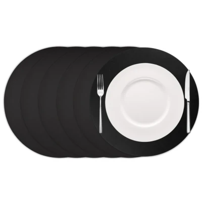 Afbeelding van Cookinglife Placemats Vegan leer Zwart ø 38 cm 6 stuks