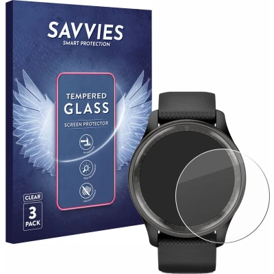 Afbeelding van Savvies Glas Screenprotector voor Garmin Vivomove Trend Gehard Beschermglas 9H (3 Stuks)