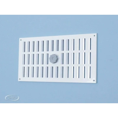 Afbeelding van Gavo schuifrooster 155x155mm met draaiknop vliegengaas aluminium zuiverwit