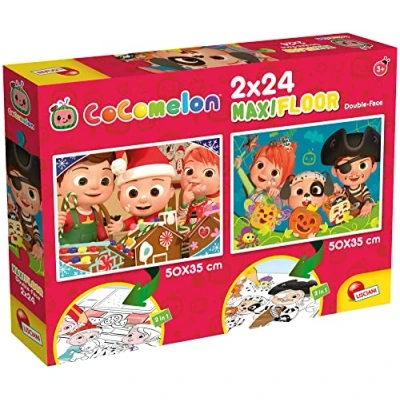 Afbeelding van COCOMELON vloerpuzzel Fijne Vakantie! 2 x 24 stukjes Puzzel en kleurplaat Formaat 50x35