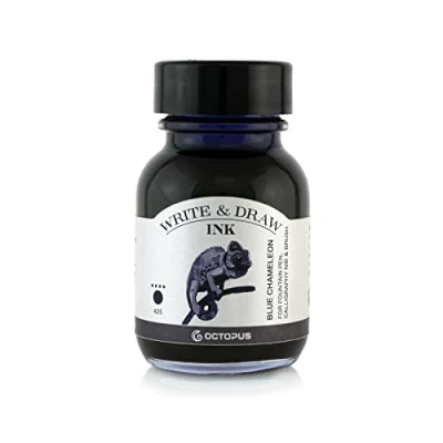 Afbeelding van Octopus Write and Draw Ink 425 Blue Cameleon waterdichte inkt om te schrijven en tekenen, lichtbestendige kalligrafie voor vulpen, blauw, 50 ml