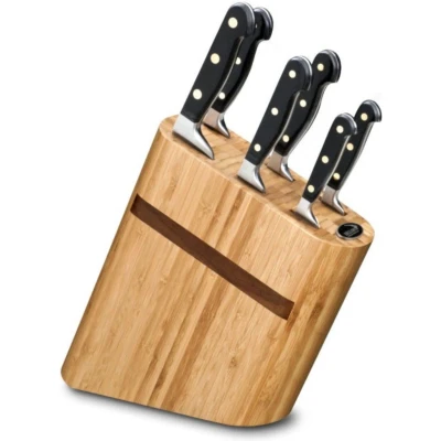 Afbeelding van Déglon Grand Chef® Hoogwaardige Compacte Messenblokset van Bamboe en Walnoot Inclusief 6 Messen