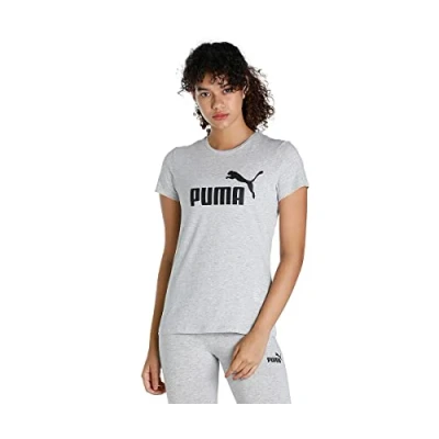 Afbeelding van PUMA ESS T shirt voor dames met logo, Grijs (lichtgrijs verwarming), M