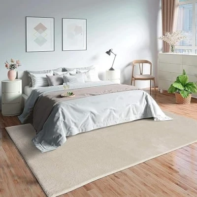 Afbeelding van tapijt Olivia Wasbaar voor woonkamer, slaapkamer, hal of badkamer, zacht antislip 120 x 170 cm, beige