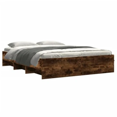 Afbeelding van vidaXL Bedframe bewerkt hout gerookt eikenkleurig 150x200 cm