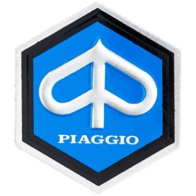 Afbeelding van &quot;Piaggio&quot; embleem in zeshoekige waterval enz. Aluminium, sticker 25 x 30 mm voor Vespa 50/Et3,