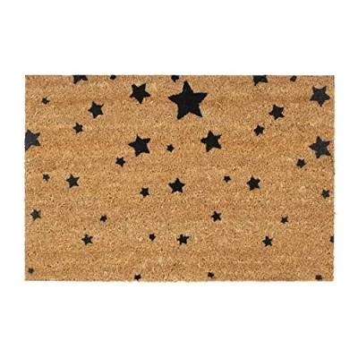 Afbeelding van Relaxdays deurmat kokos 60x40 sterren, kokosmat, voetveger, voetmaat, buitenmat zwart