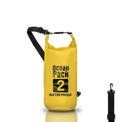 Afbeelding van Droge tas, Waterdichte rugzak, rolsluiting en schouderriem, telefoonhoes heuptas voor zee boot vissen rafting strand watersport, Geel., tas