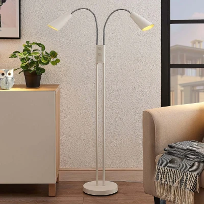 Afbeelding van Lucande vloerlamp 2lichts metaal H: 124 cm GU10 wit, goud