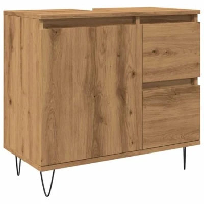 Image de vidaXL Armoire de lavabo salle bain chêne artisanal 65x33x60 cm857230