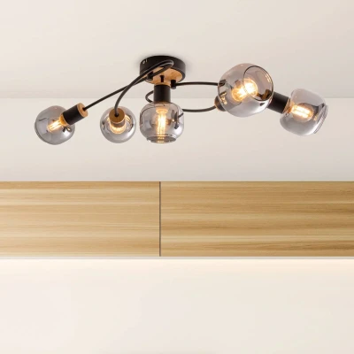 Afbeelding van Plafondlamp Fumoso, 5 lamps, zwart