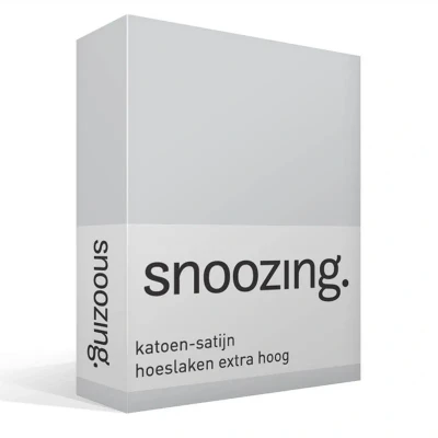 Afbeelding van Snoozing Katoen satijn Hoeslaken Extra Hoog Lits jumeaux 180x200 cm Grijs