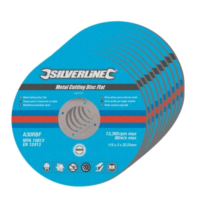 Afbeelding van Silverline Platte metaal snijschijven, 10 pak 115 x 3 22,23 mm