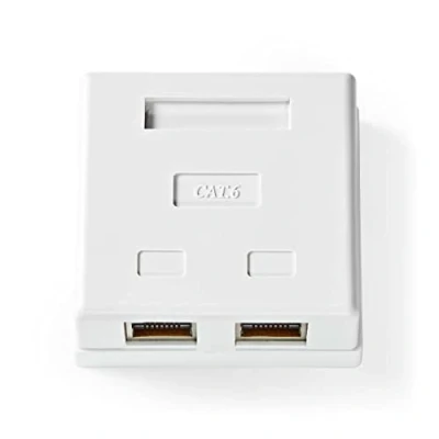 Afbeelding van Nedis Ccgp89130Wt Netwerk Wanddoos Opbouw 2 Poort(En) S/Ftp Cat6 Recht Female Goud Verguld Pvc Wit P