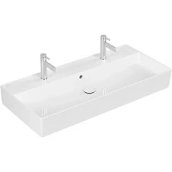 Afbeelding van Villeroy &amp; Boch Memento 2.0 dubbele wastafel wit ceramic+ (100 x 47