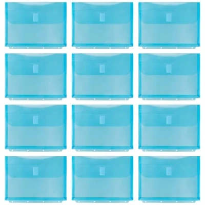Afbeelding van Idena 12 stuks A5 documentenmap van kunststof, turquoise, met klittenbandsluiting en 4 gaten, ca. 24,6 x 18,8 cm, 90263